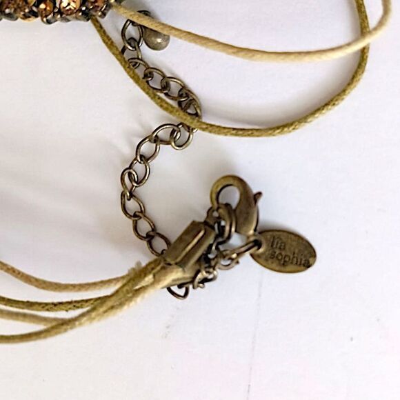 Y2K Rhinestone Disc Necklace Bohemian Cord Whimsigoth Fairy Coquette Lia Sophia - Picture 5 of 16